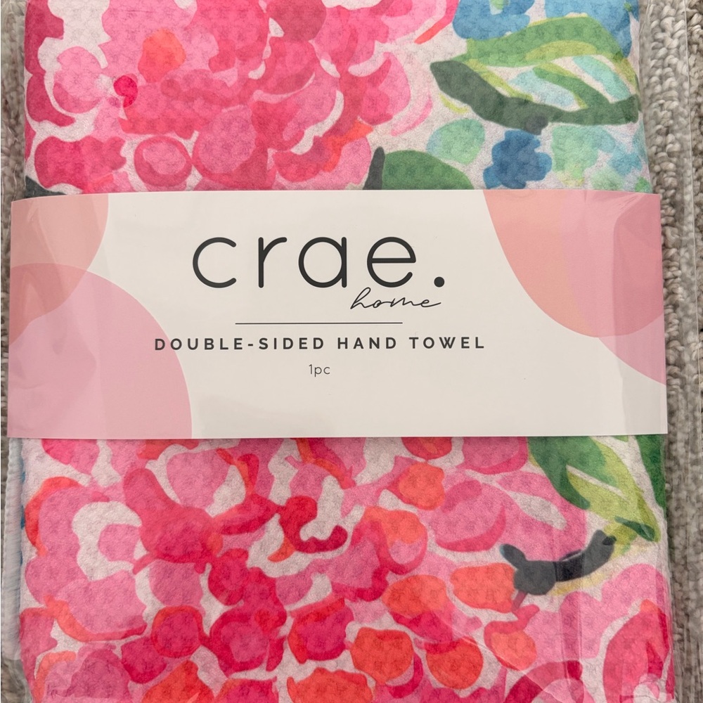 Double-Sided Hand Towel - Pink and Green Floral